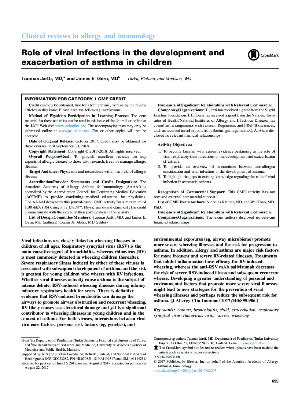 نقش عفونت های ویروسی در توسعه و تشدید آسم در کودکان 
