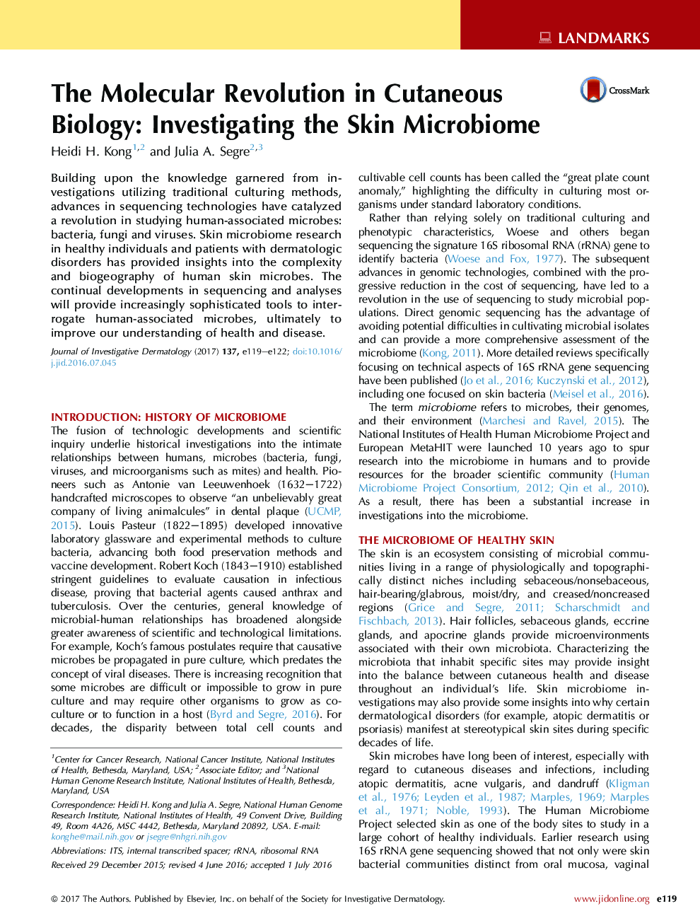 The Molecular Revolution in Cutaneous Biology: Investigating the SkinÂ Microbiome