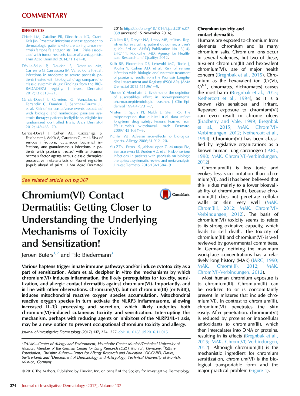 Chromium(VI) Contact Dermatitis: Getting Closer to Understanding the Underlying Mechanisms of Toxicity andÂ Sensitization!