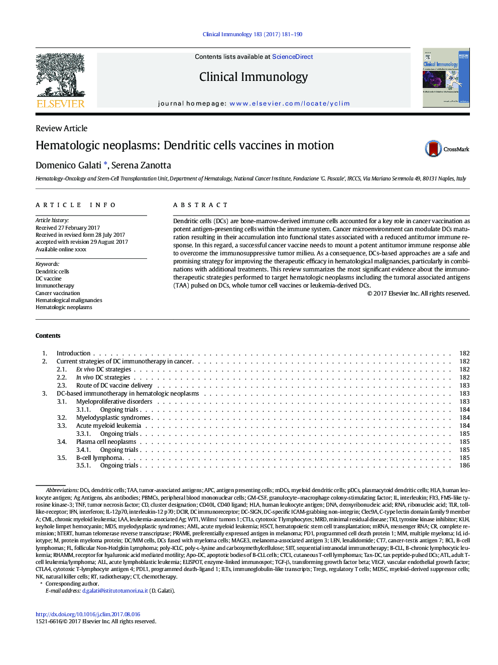 Hematologic neoplasms: Dendritic cells vaccines in motion