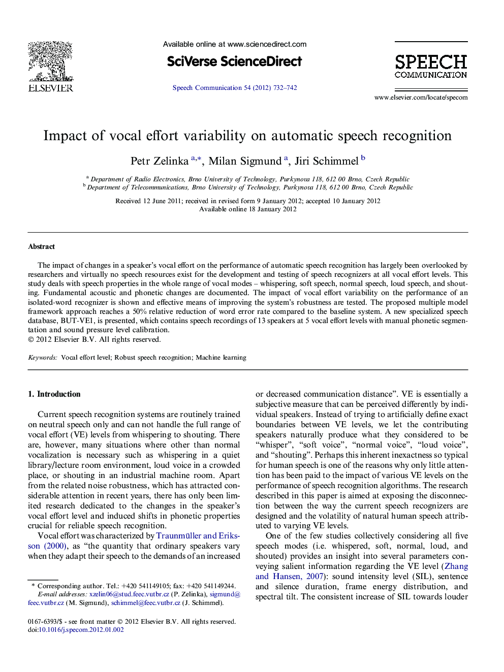 Impact of vocal effort variability on automatic speech recognition