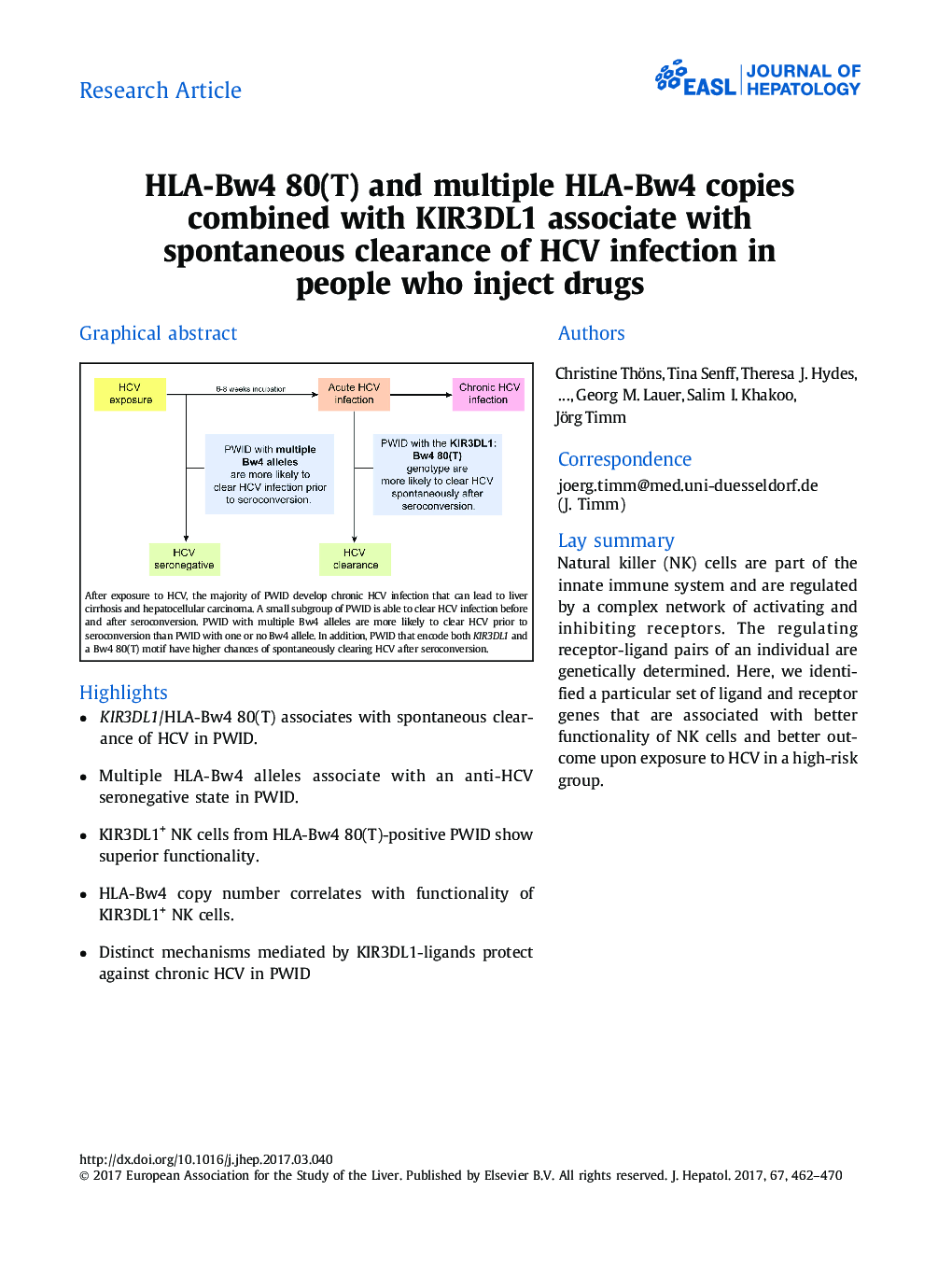 HLA-Bw4 80(T) and multiple HLA-Bw4 copies combined with KIR3DL1 associate with spontaneous clearance of HCV infection in people who inject drugs