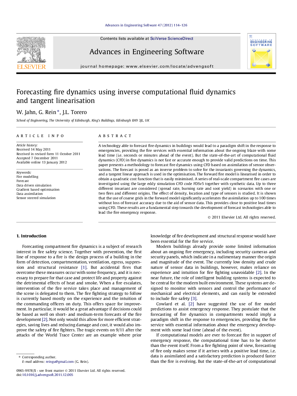 Forecasting fire dynamics using inverse computational fluid dynamics and tangent linearisation