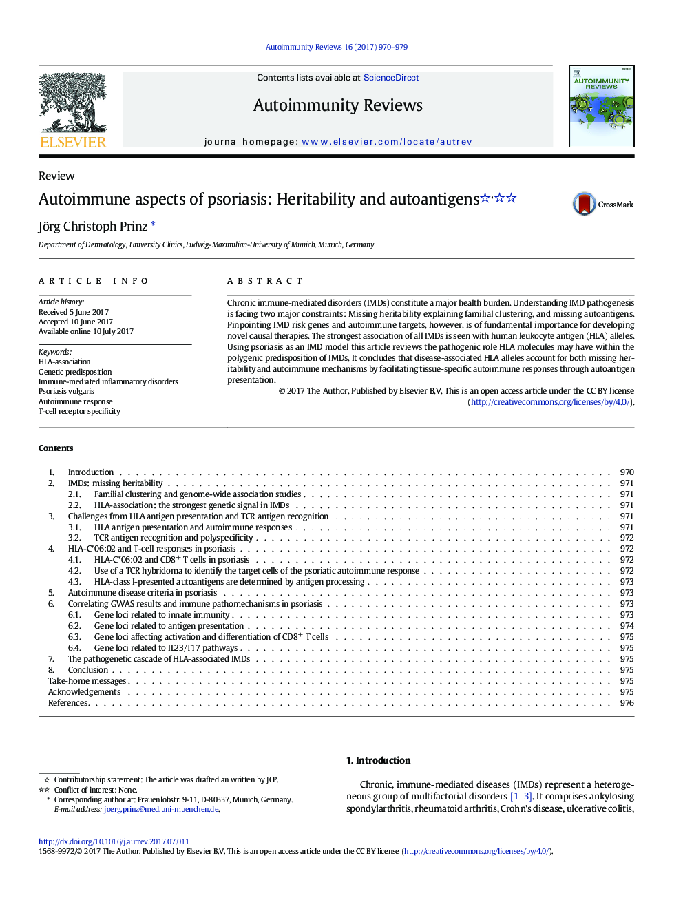 Autoimmune aspects of psoriasis: Heritability and autoantigens