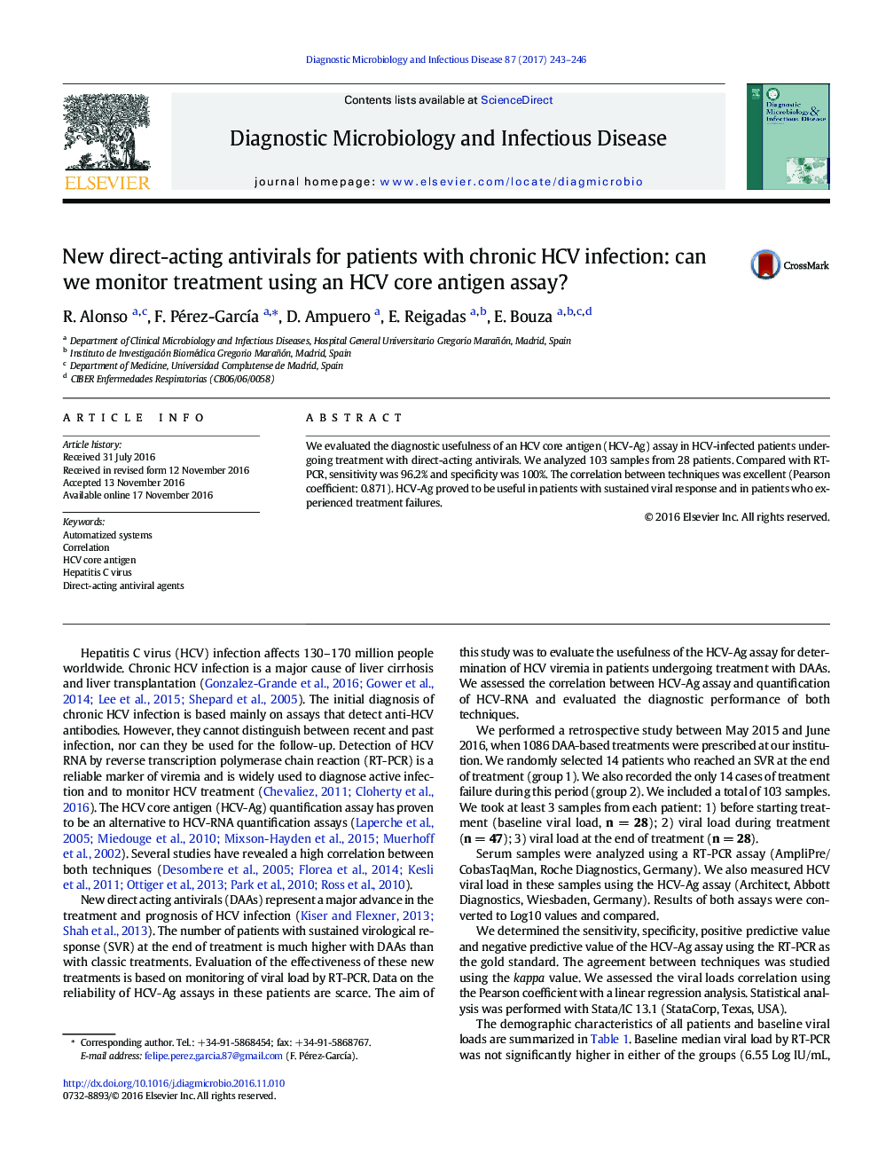 New direct-acting antivirals for patients with chronic HCV infection: can we monitor treatment using an HCV core antigen assay?