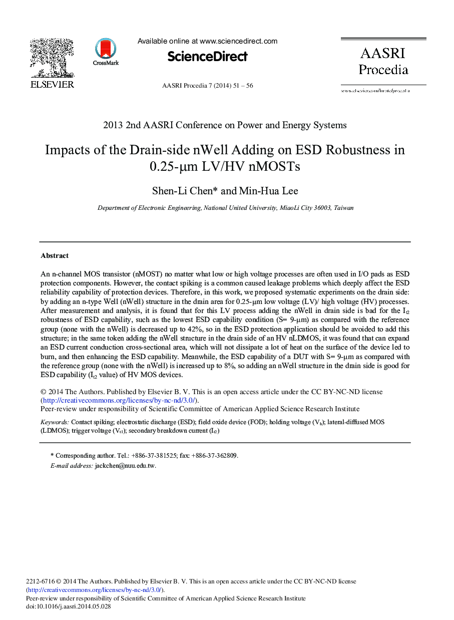 Impacts of the Drain-side nWell Adding on ESD Robustness in 0.25-μm LV/HV nMOSTs 