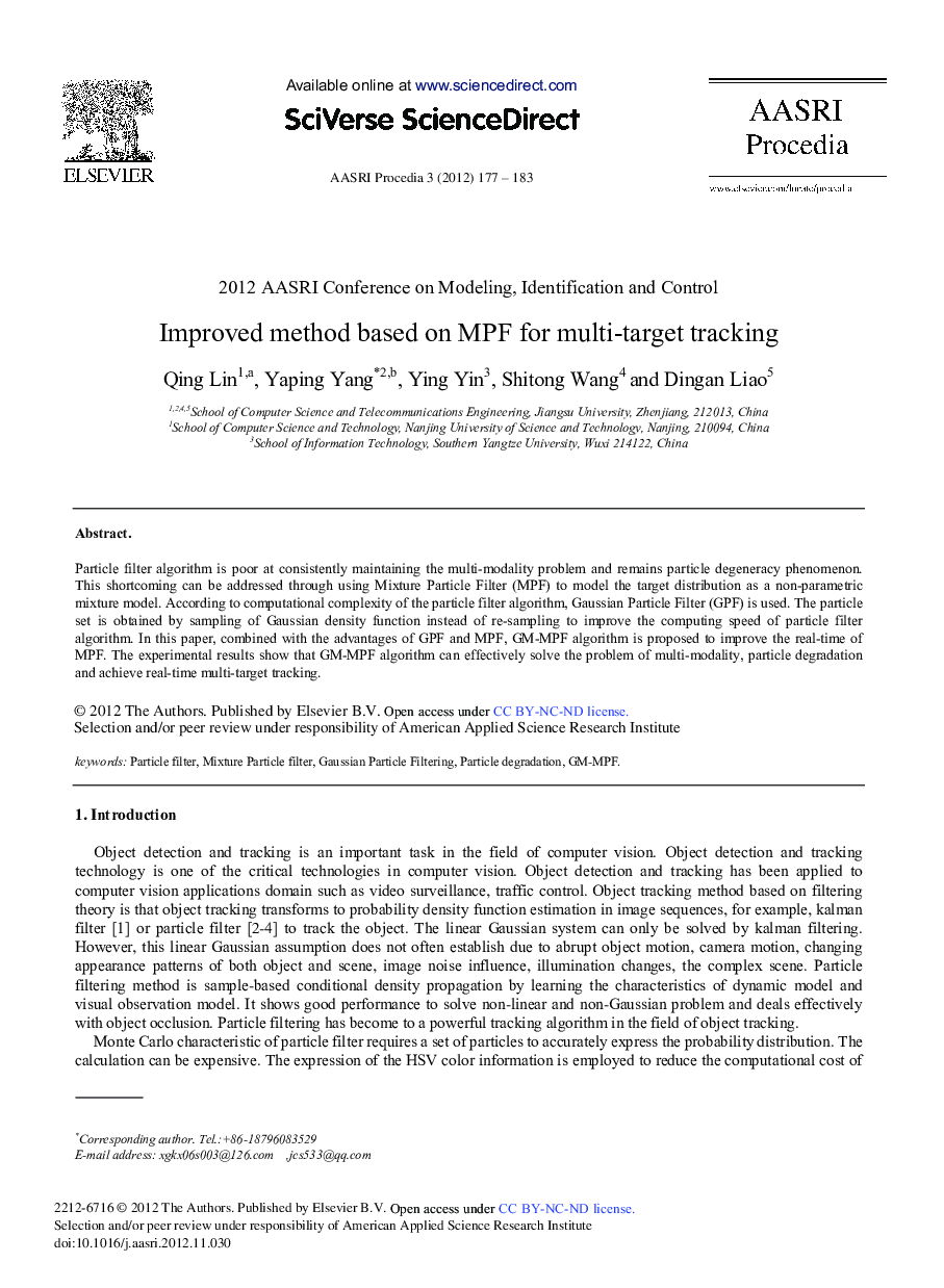 Improved Method Based on MPF for Multi-target Tracking 