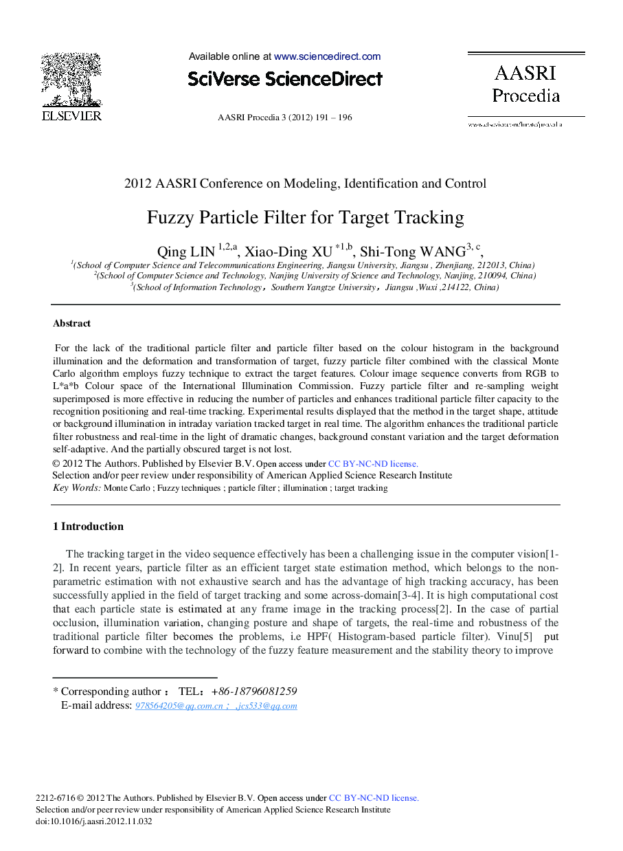 Fuzzy Particle Filter for Target Tracking 