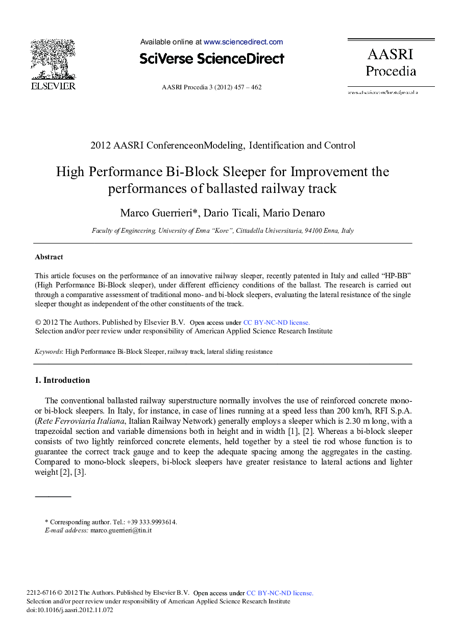 High Performance Bi-Block Sleeper for Improvement the Performances of Ballasted Railway Track 