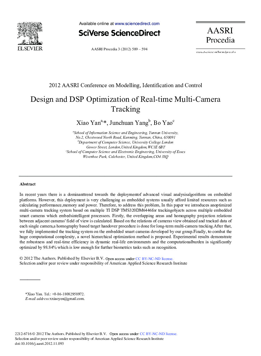 Design and DSP Optimization of Real-time Multi-Camera Tracking 