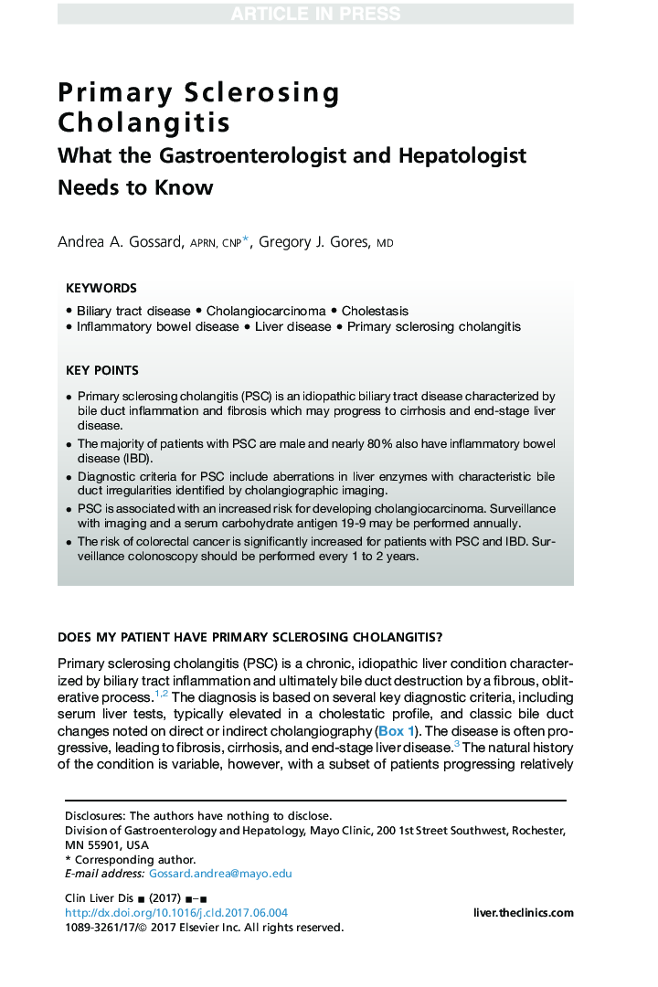 Primary Sclerosing Cholangitis