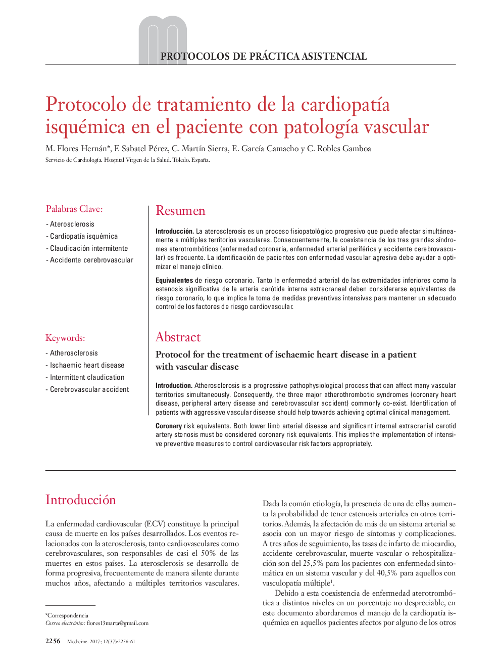 Protocolo de tratamiento de la cardiopatÃ­a isquémica en el paciente con patologÃ­a vascular