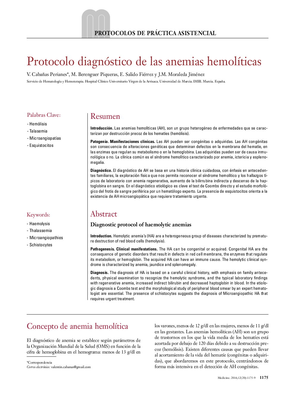 Protocolo diagnóstico de las anemias hemolÃ­ticas