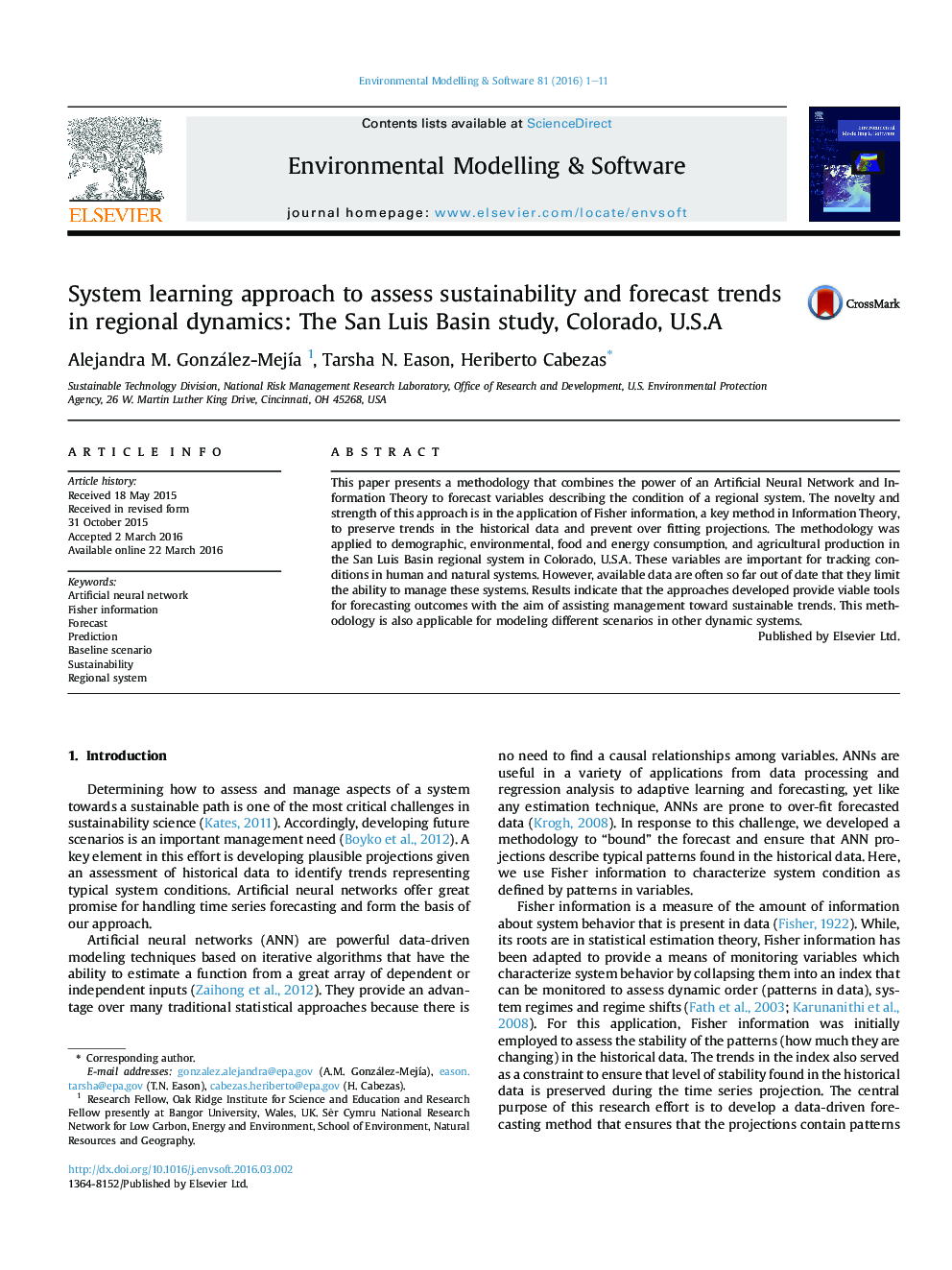 رویکرد یادگیری سیستم برای ارزیابی پایداری و روند پیش بینی در پویایی منطقه ای: مطالعه حوضه سن لوئیس، کلرادو، U.S.A