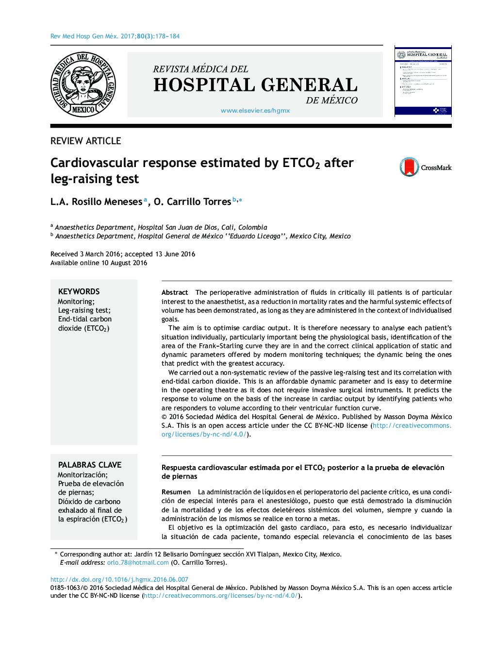 Cardiovascular response estimated by ETCO2 after leg-raising test