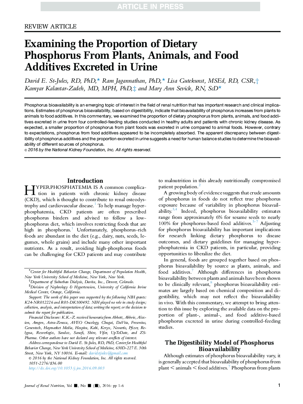 بررسی پروتئین فسفر رژیمی از گیاهان، حیوانات و مکمل های غذایی که در ادرار دفع می شود 