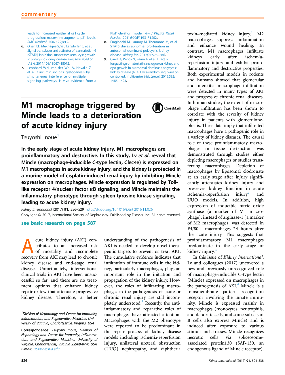 M1 macrophage triggered by Mincle leads to a deterioration of acute kidney injury