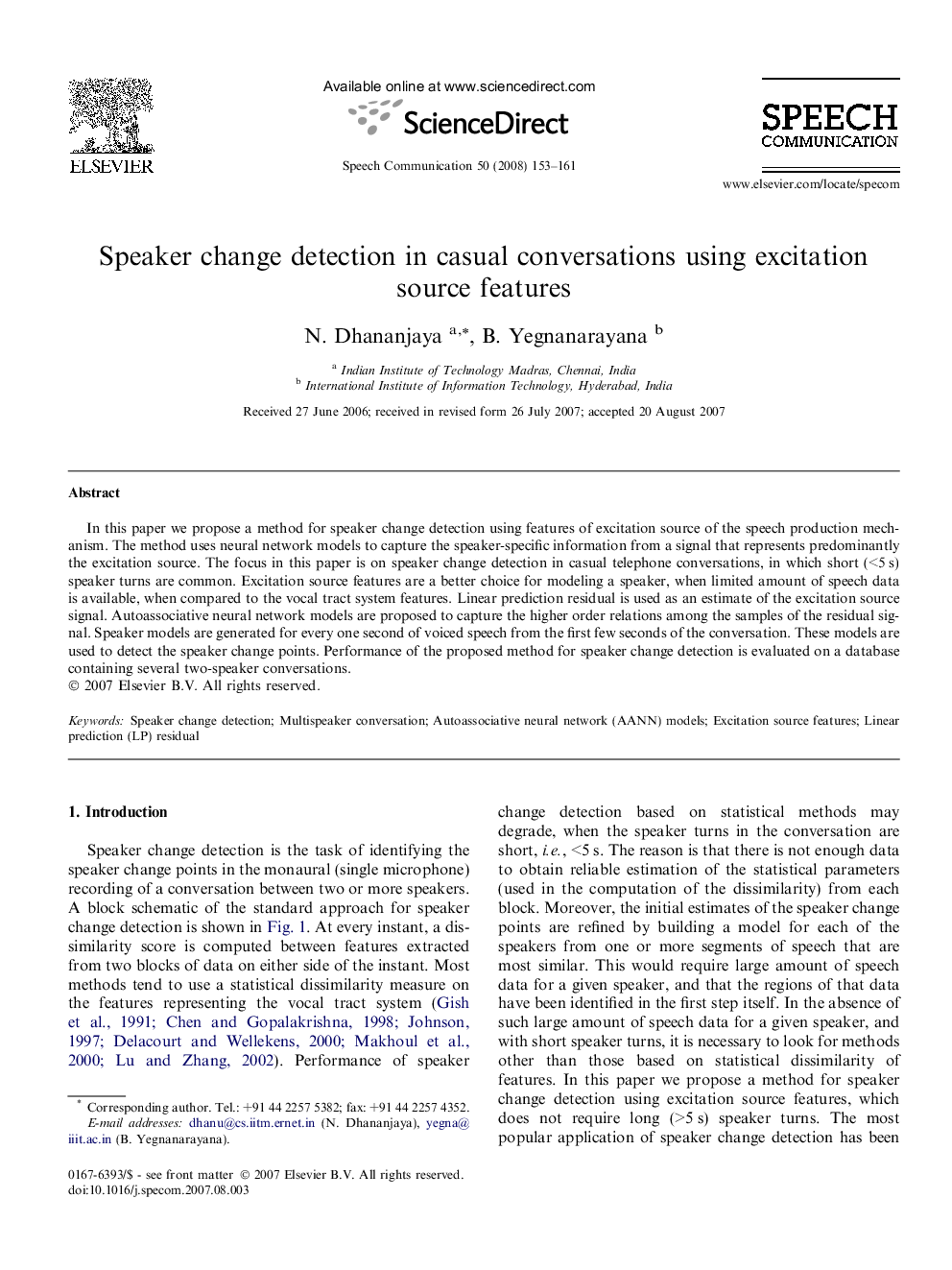 Speaker change detection in casual conversations using excitation source features