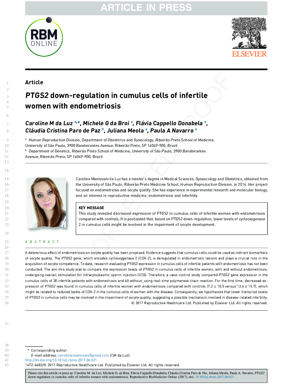 PTGS2 down-regulation in cumulus cells of infertile women with endometriosis