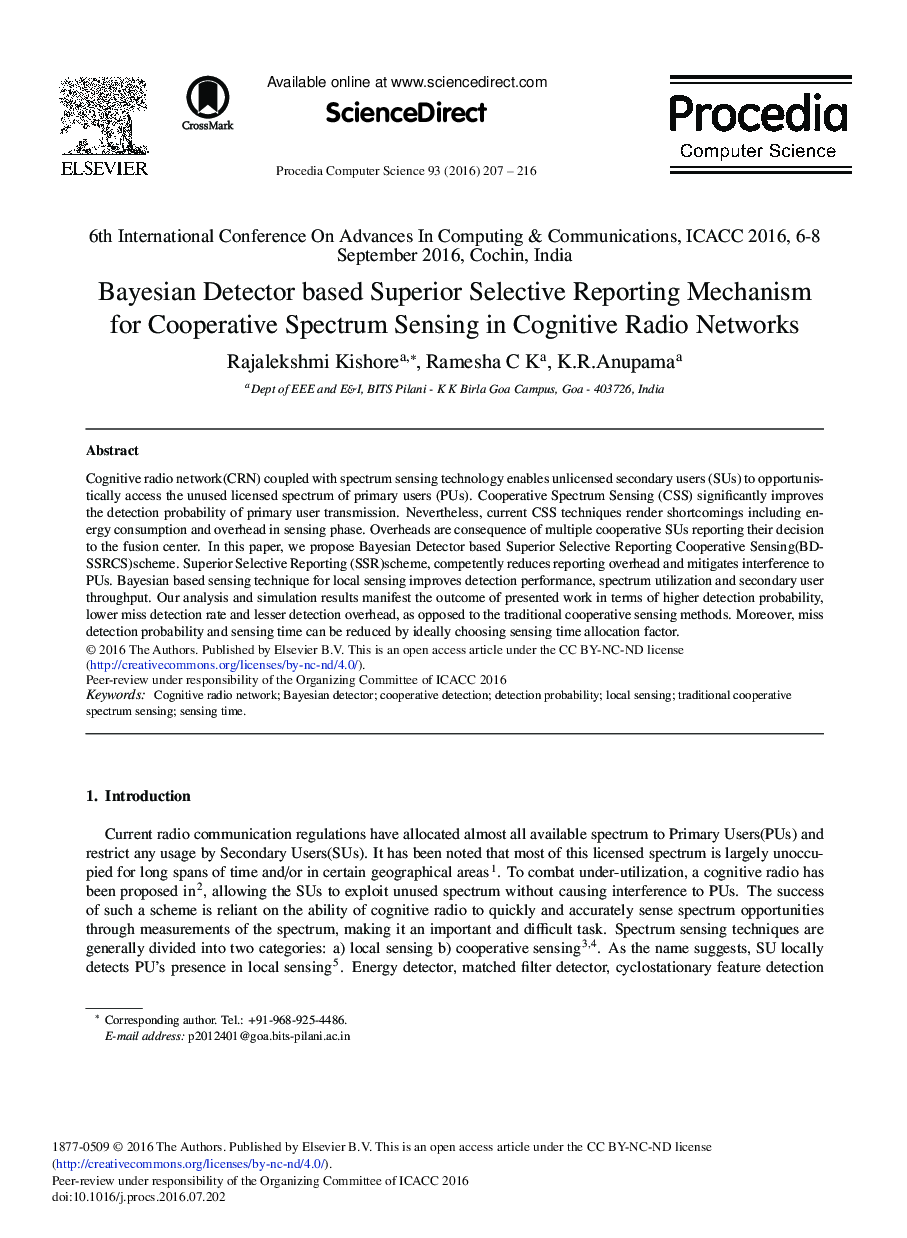 Bayesian Detector Based Superior Selective Reporting Mechanism for Cooperative Spectrum Sensing in Cognitive Radio Networks 