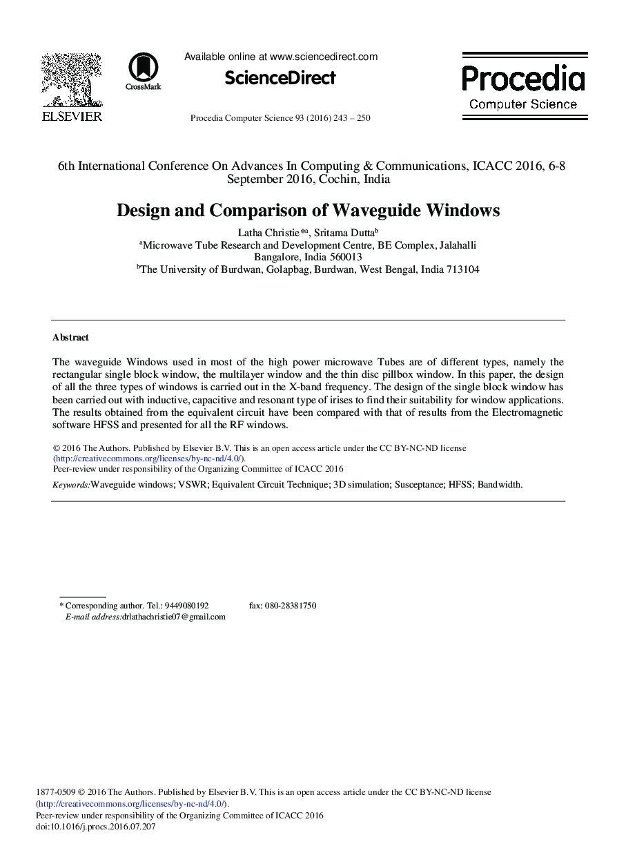 Design and Comparison of Waveguide Windows 
