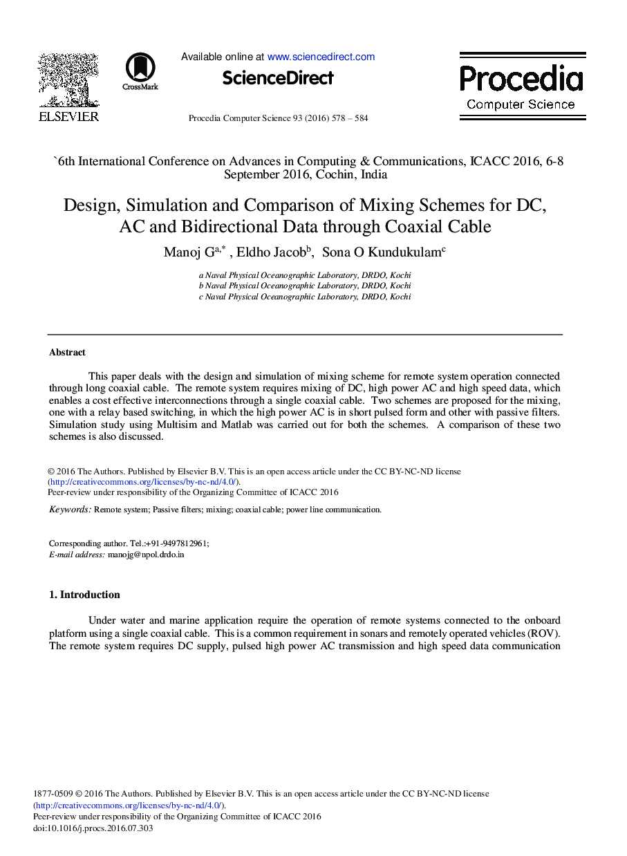 Design, Simulation and Comparison of Mixing Schemes for DC, AC and Bidirectional Data through Coaxial Cable 