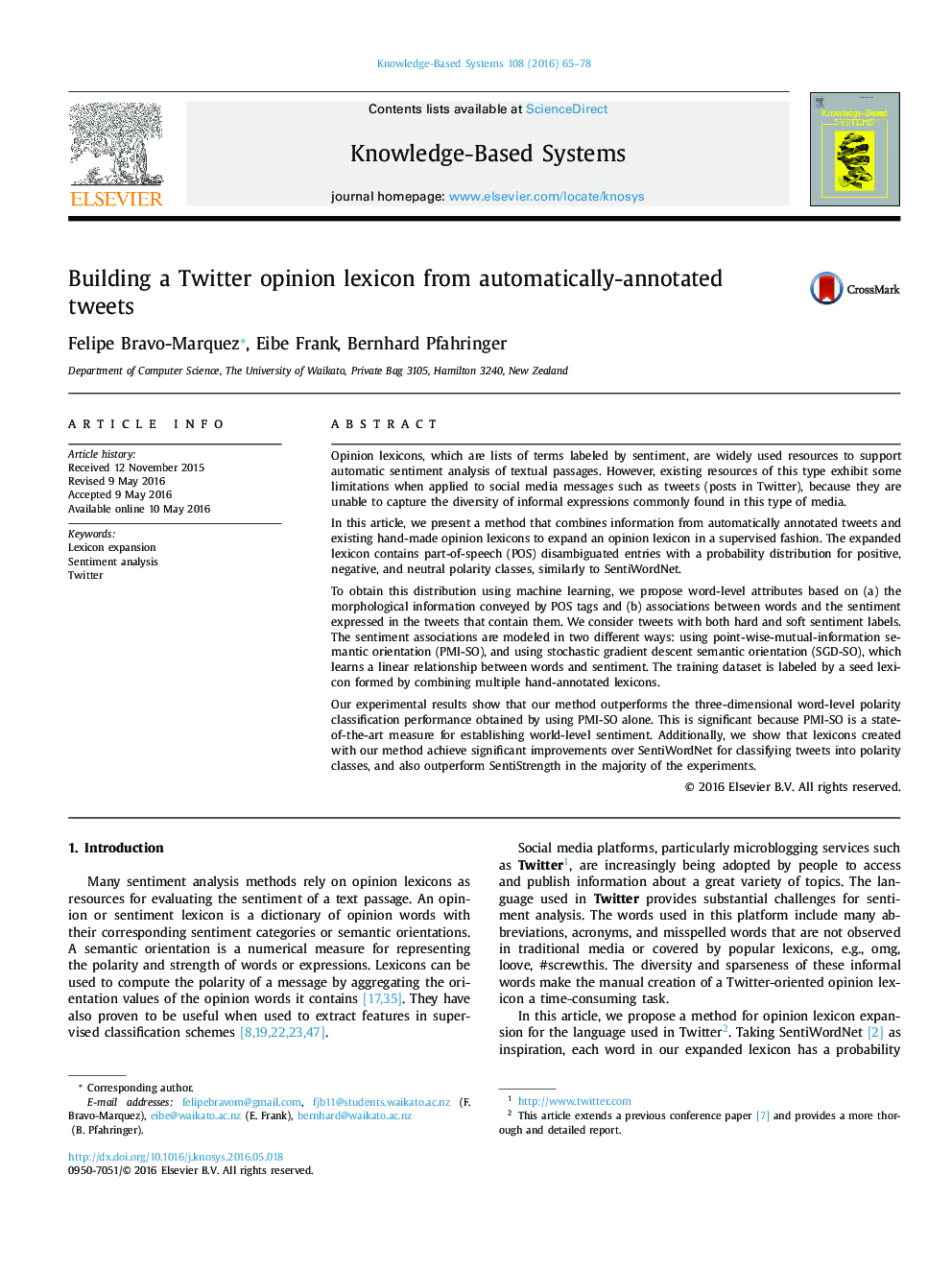ساخت واژگان افکار عمومی توییتر از توییت های به طور خودکار تفسیرشده