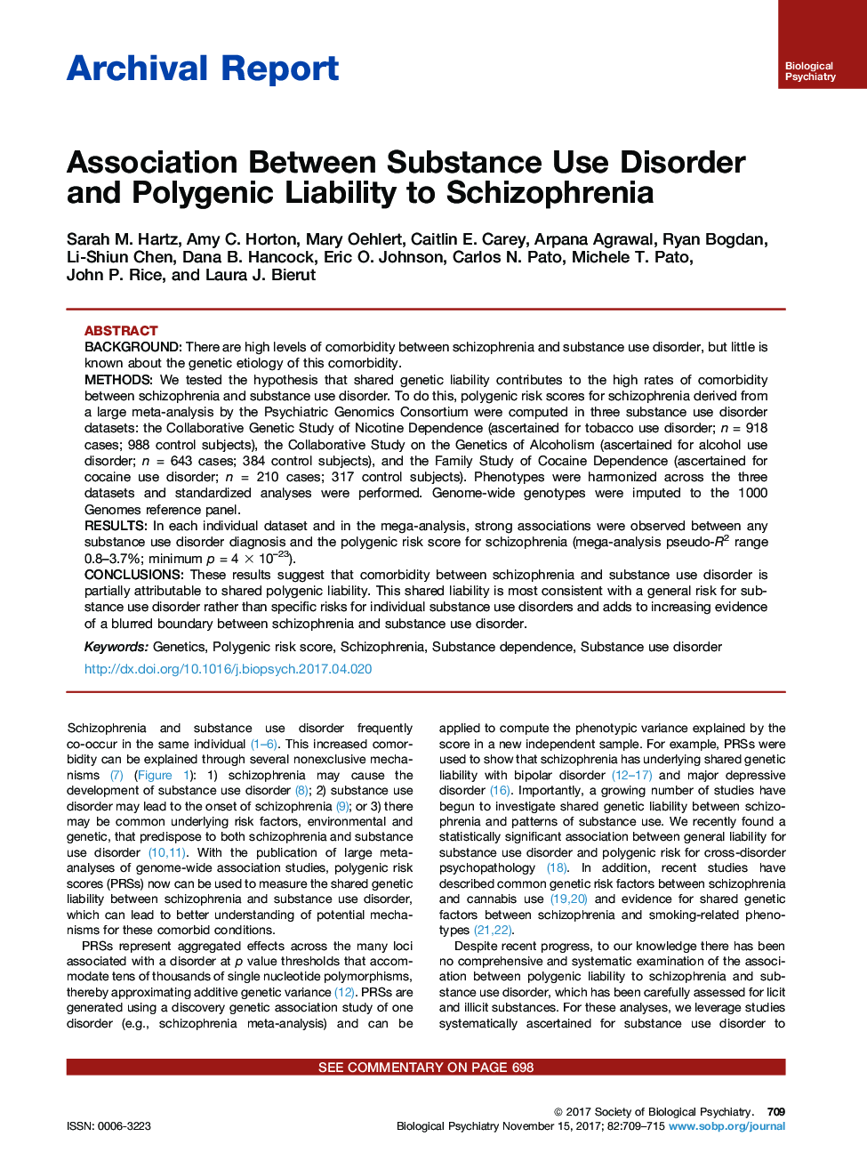 گزارش بایگانی ارتباط بین اختلال مصرف مواد و مسئولیت پلی آنژیال به اسکیزوفرنیا 