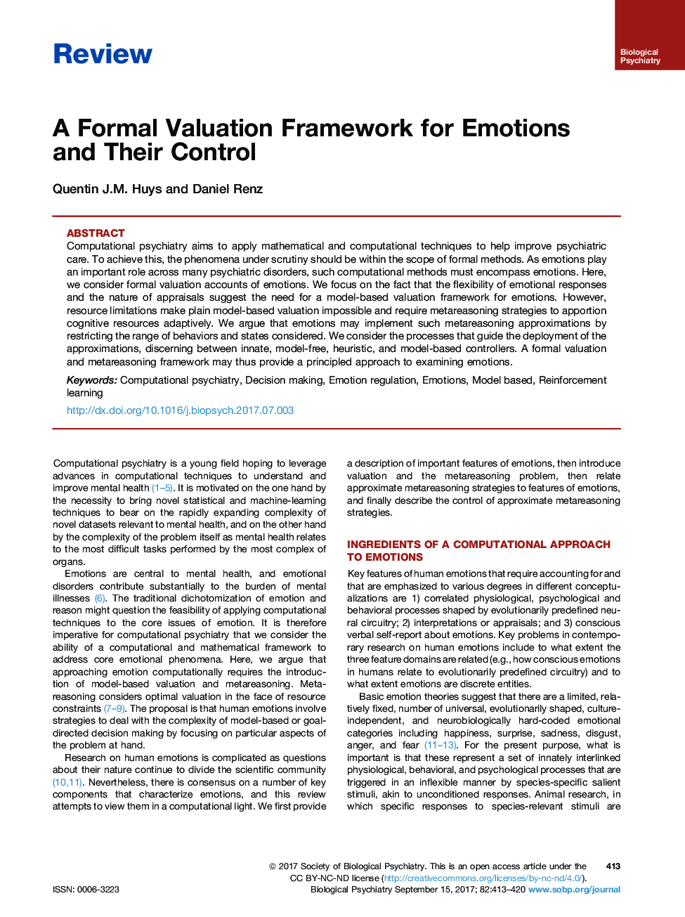 بررسی چارچوب ارزیابی رسمی برای احساسات و کنترل آنها 