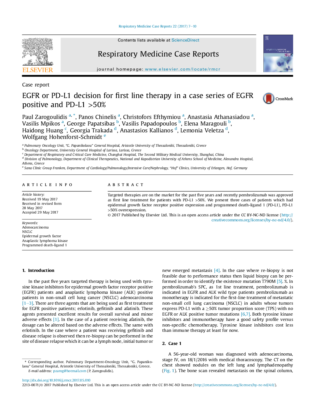 Case reportEGFR or PD-L1 decision for first line therapy in a case series of EGFR positive and PD-L1 >50%