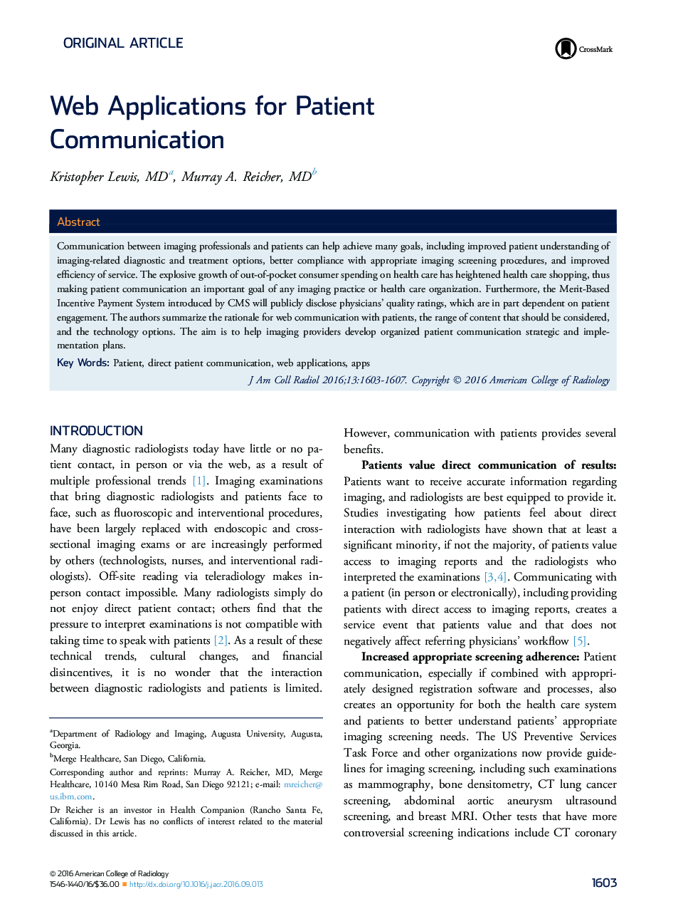 مقاله اصلی برنامه های کاربردی برای ارتباطات بیمار 
