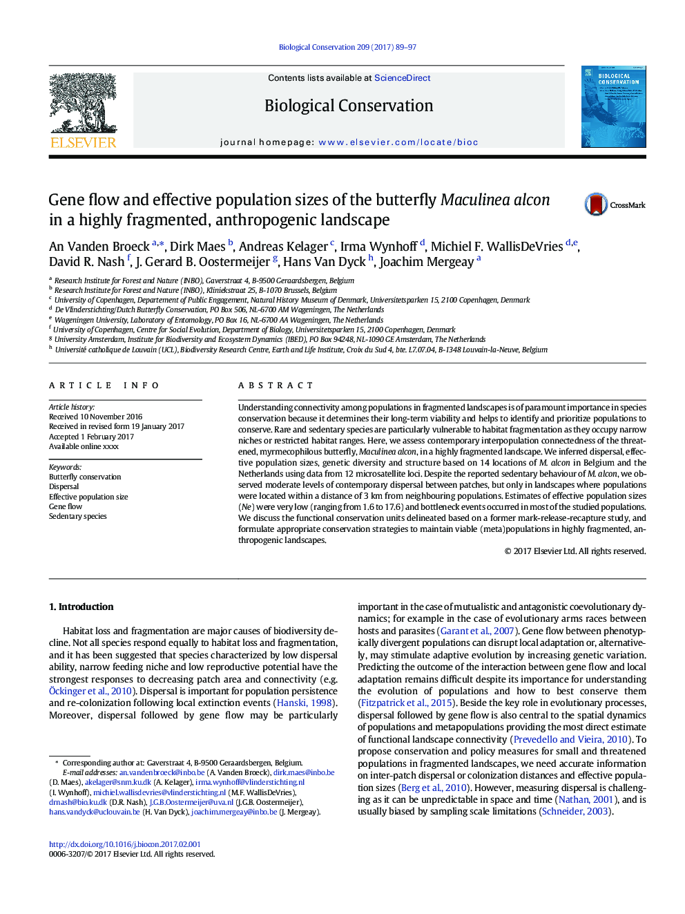 Gene flow and effective population sizes of the butterfly Maculinea alcon in a highly fragmented, anthropogenic landscape