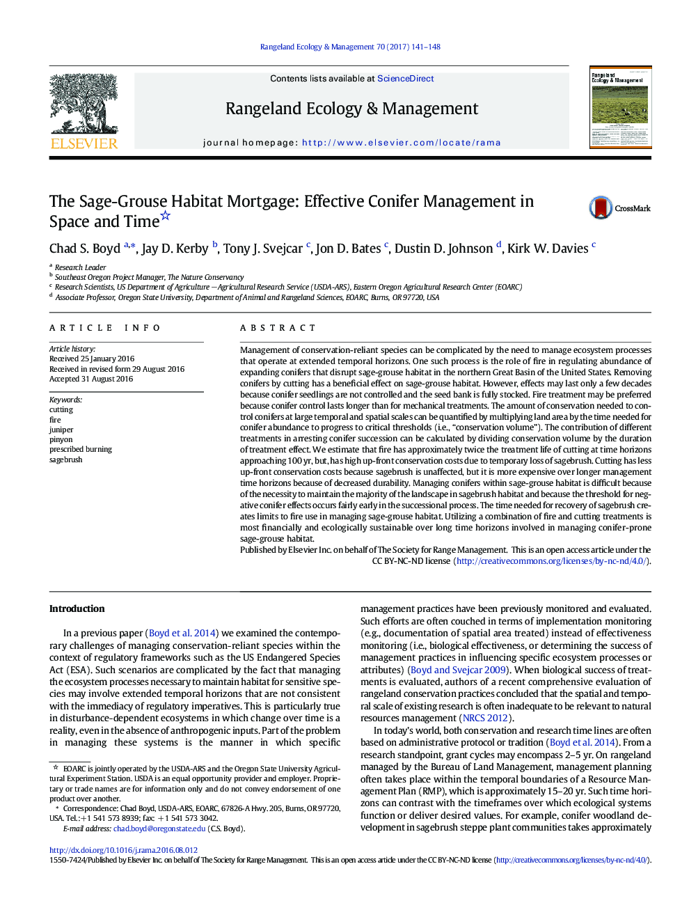 The Sage-Grouse Habitat Mortgage: Effective Conifer Management in Space and Time