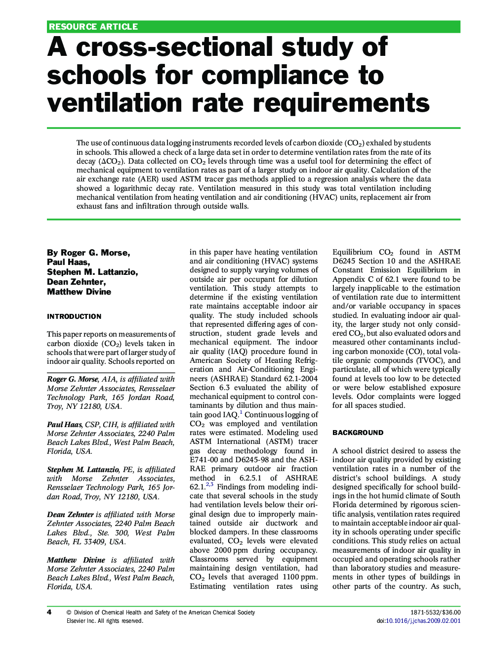 A cross-sectional study of schools for compliance to ventilation rate requirements