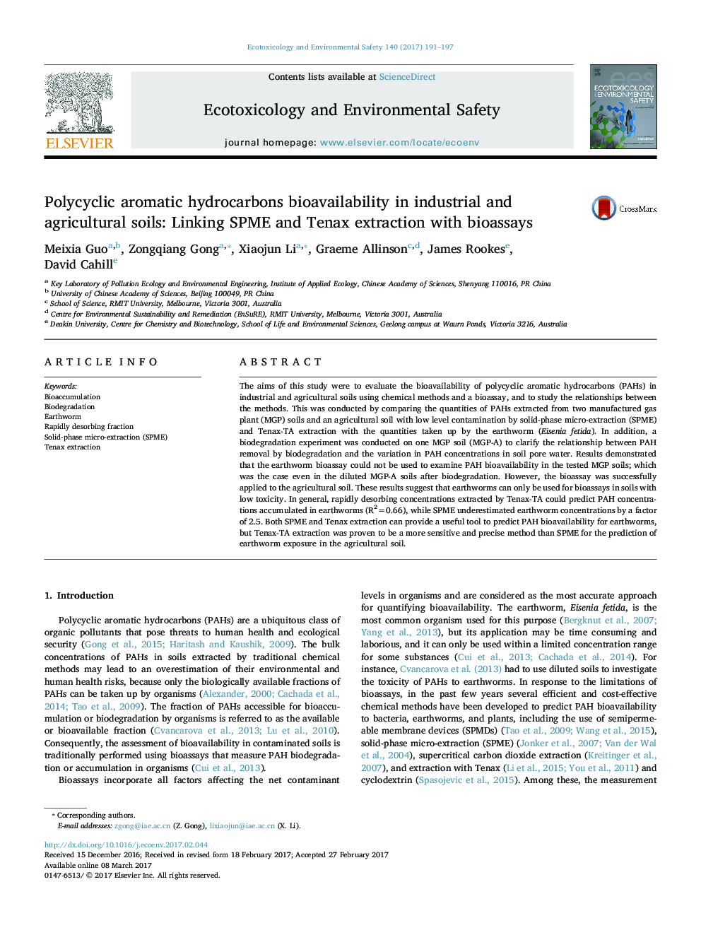 Polycyclic aromatic hydrocarbons bioavailability in industrial and agricultural soils: Linking SPME and Tenax extraction with bioassays