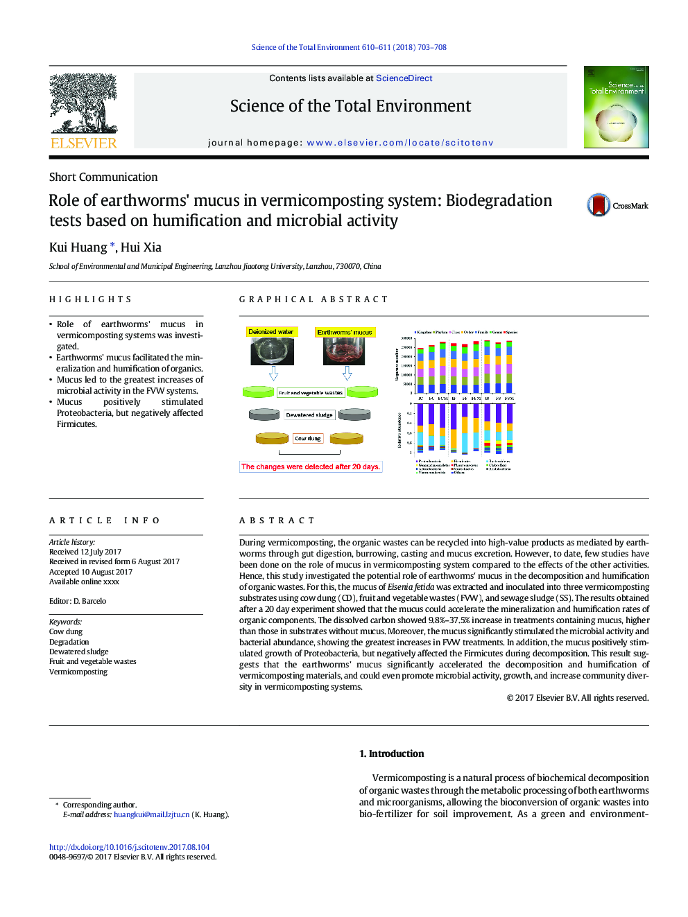 نقش اسید کرم خاکی در سیستم ورمی کمپوستینگ: آزمایشهای زیستی تجزیه بر اساس کمالگویی و فعالیت میکروبی