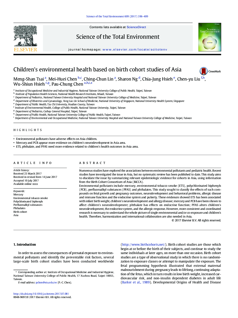 سلامت محیط زیست کودکان براساس مطالعات مربوط به تولد همسر در آسیا است 