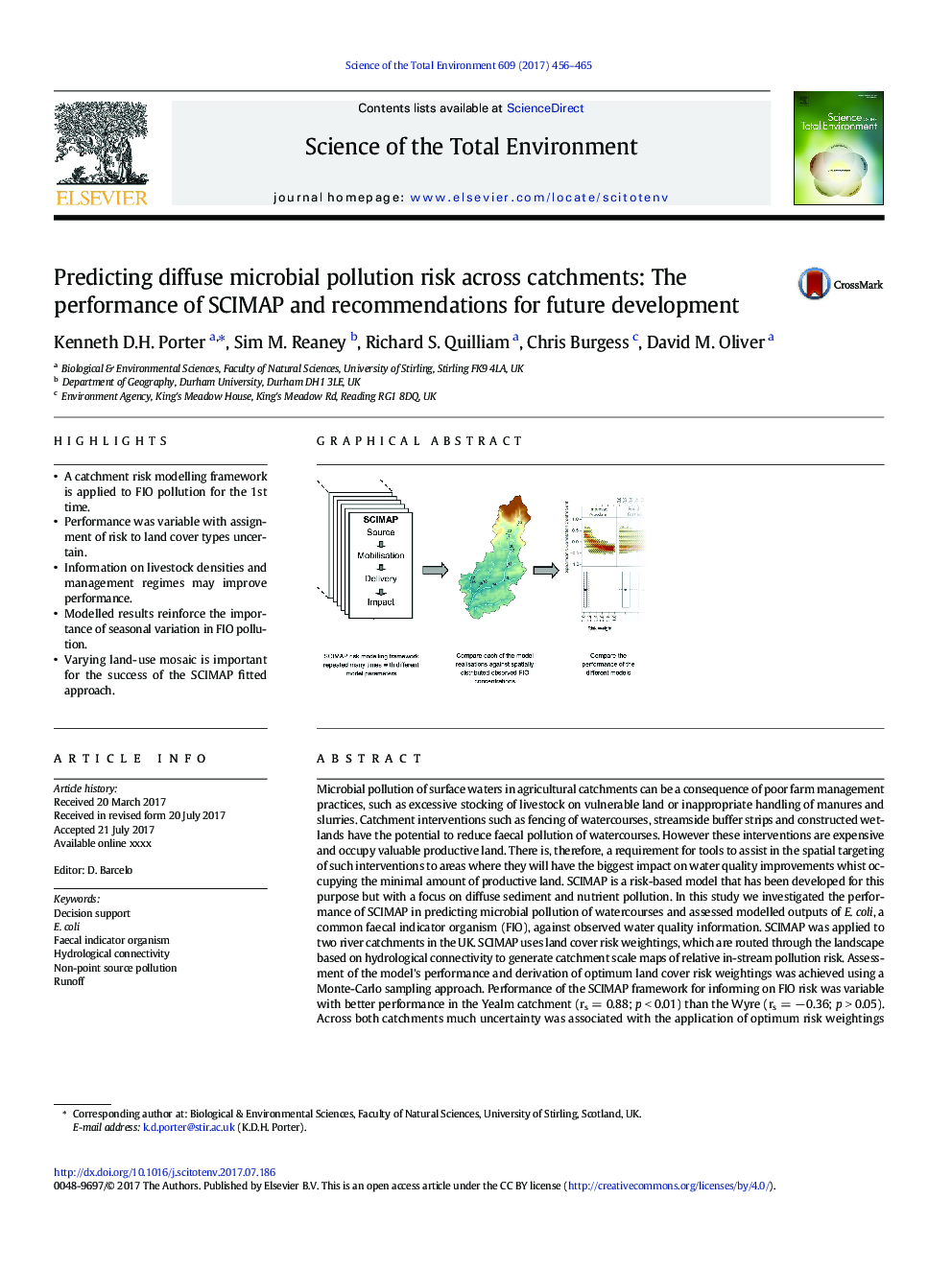 Predicting diffuse microbial pollution risk across catchments: The performance of SCIMAP and recommendations for future development