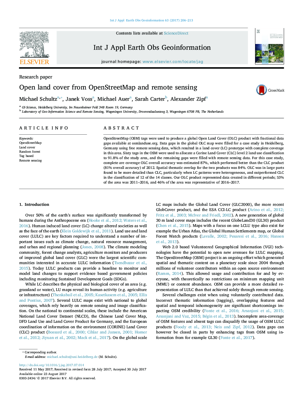 Open land cover from OpenStreetMap and remote sensing