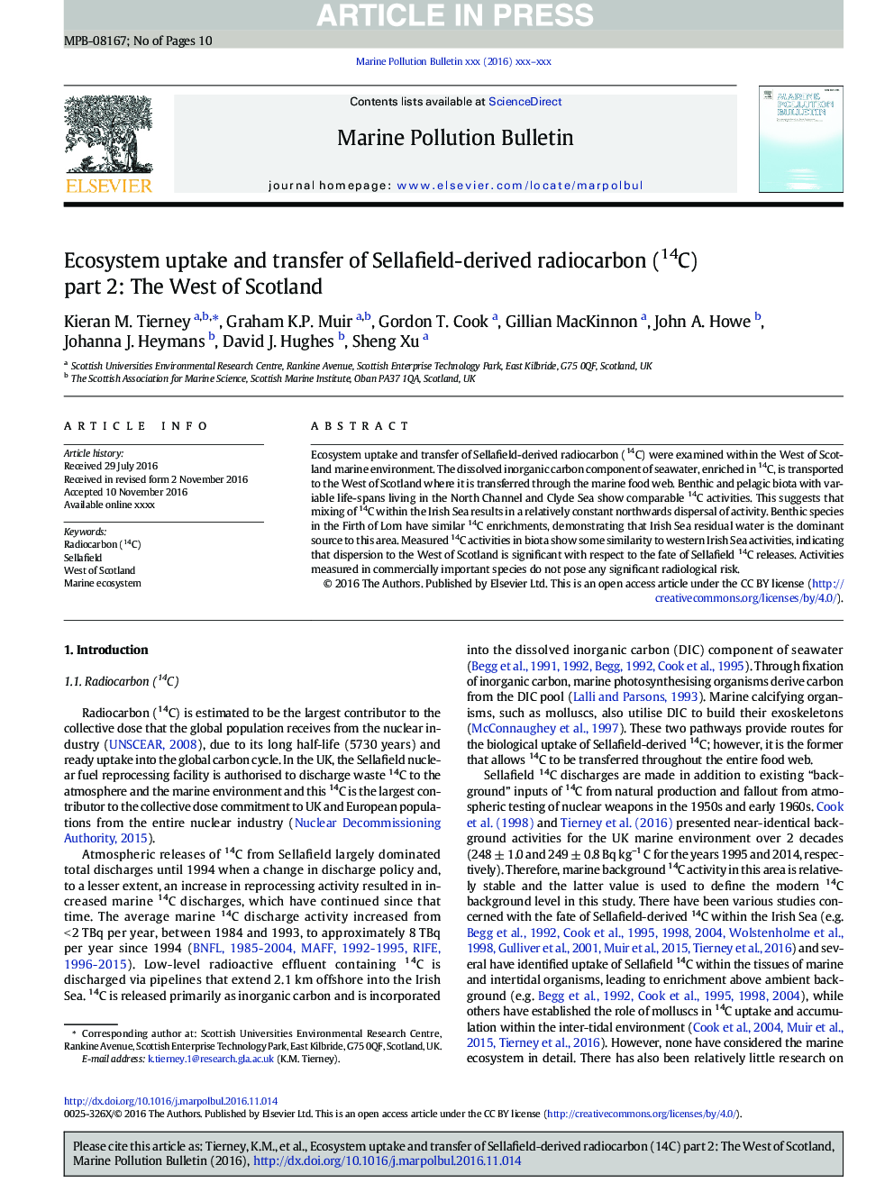 Ecosystem uptake and transfer of Sellafield-derived radiocarbon (14C) part 2: The West of Scotland