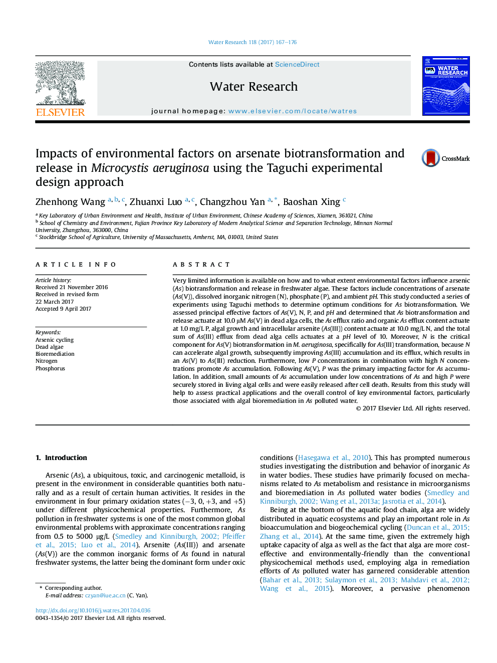 تأثیر عوامل محیطی بر تبدیل بیوتکنولوژی آرسنات و انتشار آن در میکروسیستیس آئروژینوزا با استفاده از روش طراحی تجربی تاگوچی 