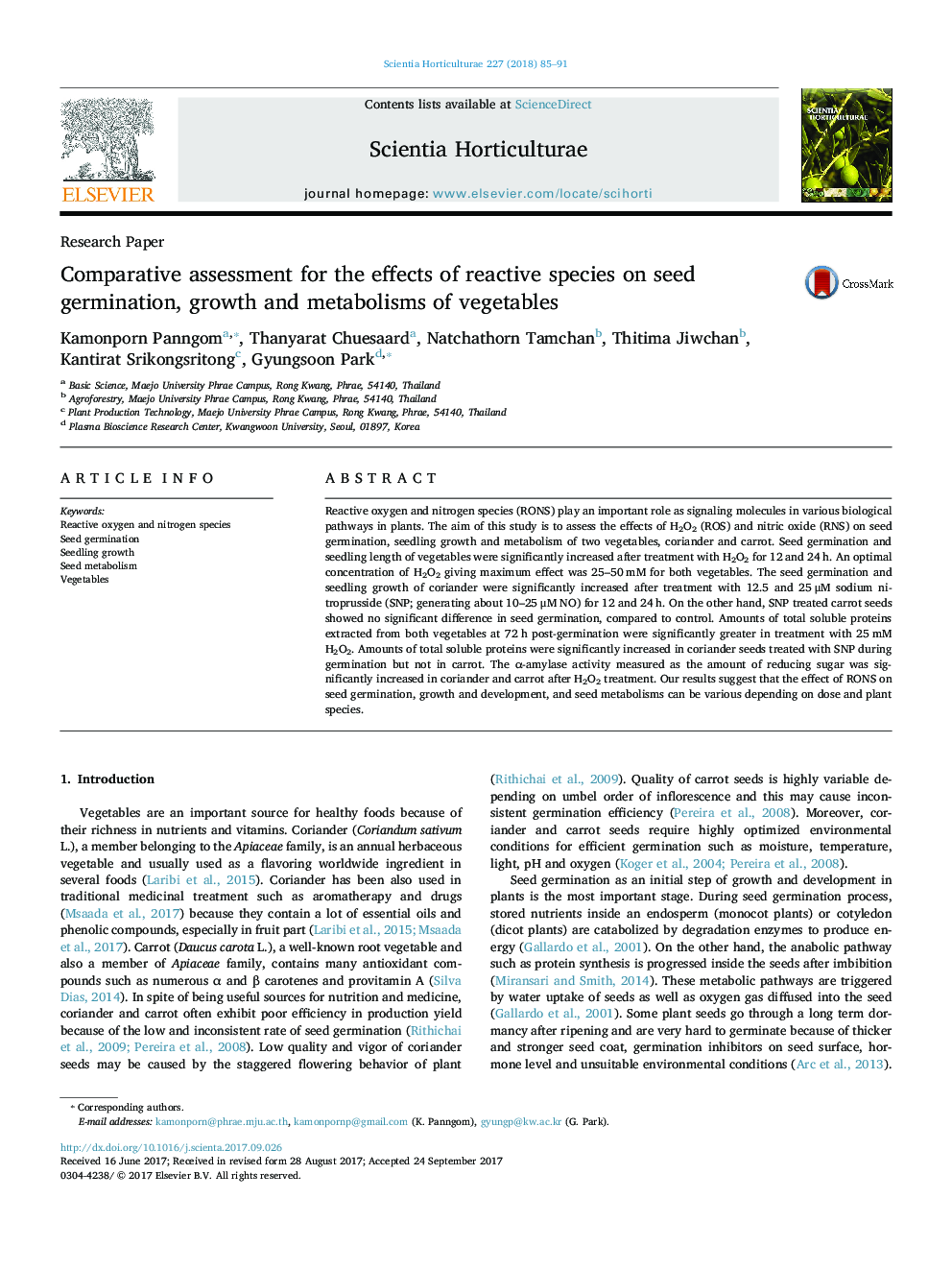 مقاله پژوهشی مقیاس ارزیابی اثرات گونه های واکنشی بر جوانه زنی بذر، رشد و متابولیسم سبزیجات