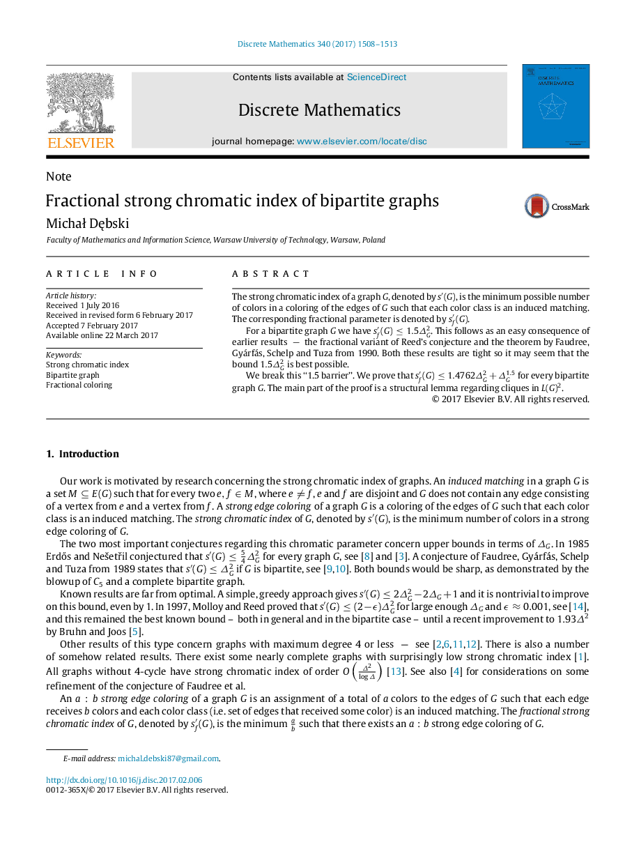 NoteFractional strong chromatic index of bipartite graphs