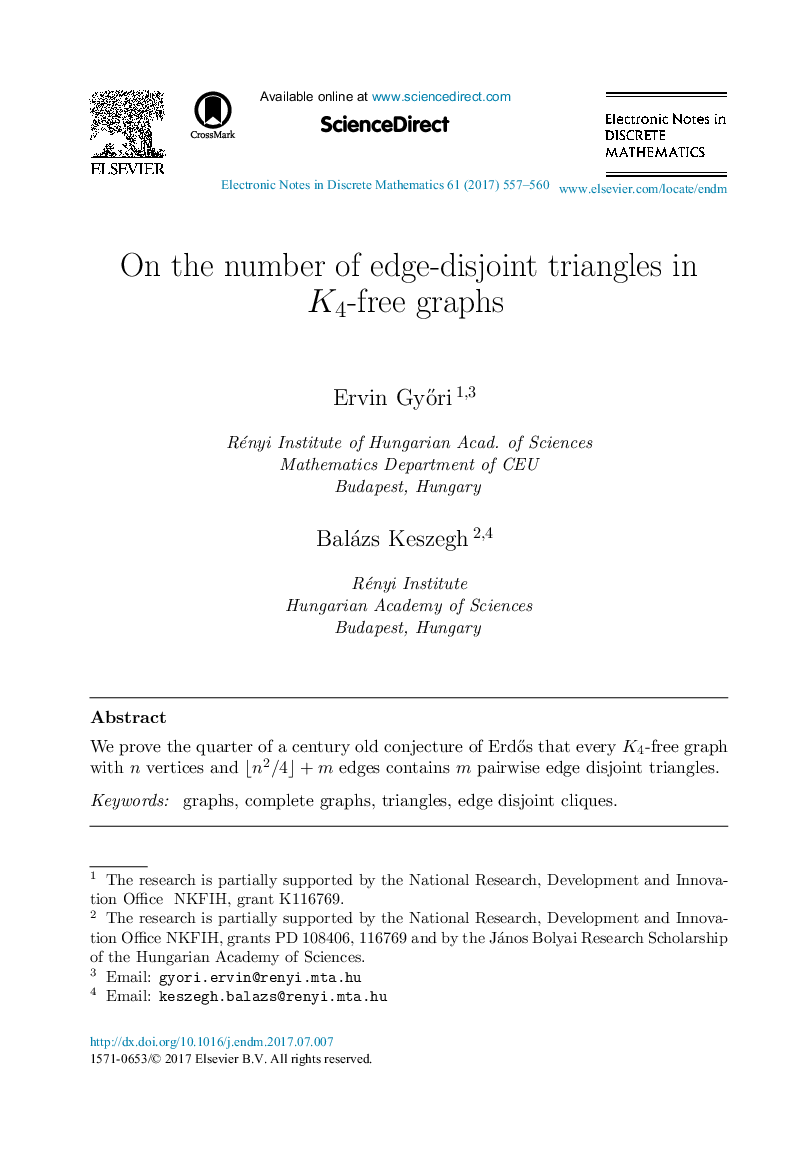 On the number of edge-disjoint triangles in K4-free graphs