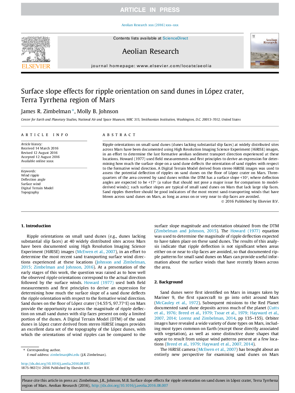 Surface slope effects for ripple orientation on sand dunes in López crater, Terra Tyrrhena region of Mars