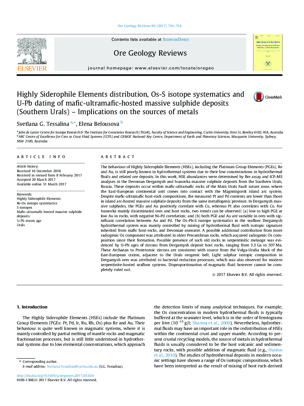 Highly Siderophile Elements distribution, Os-S isotope systematics and U-Pb dating of mafic-ultramafic-hosted massive sulphide deposits (Southern Urals) - Implications on the sources of metals