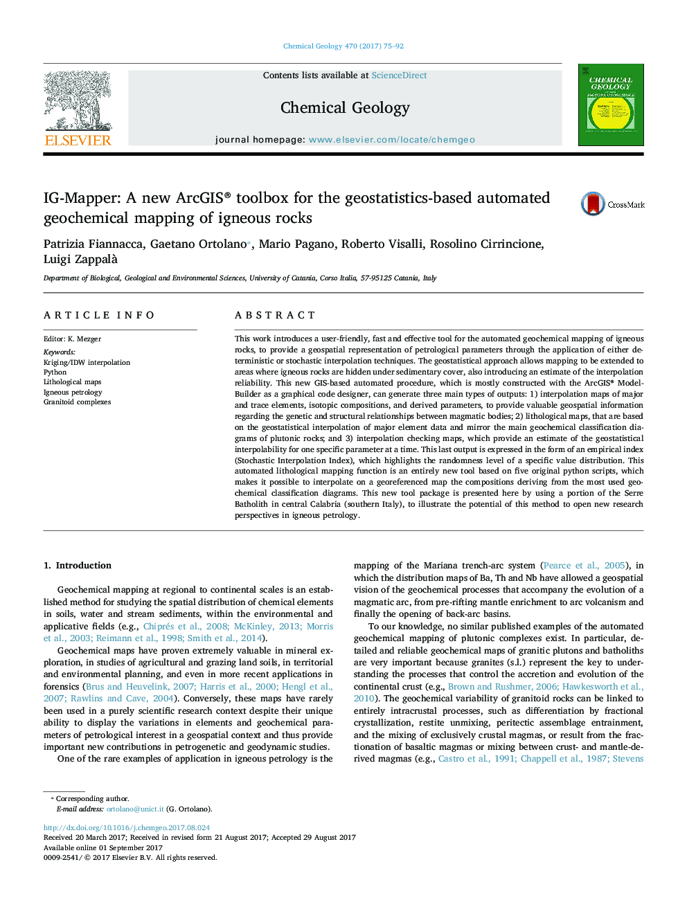 IG-Mapper: A new ArcGIS® toolbox for the geostatistics-based automated geochemical mapping of igneous rocks