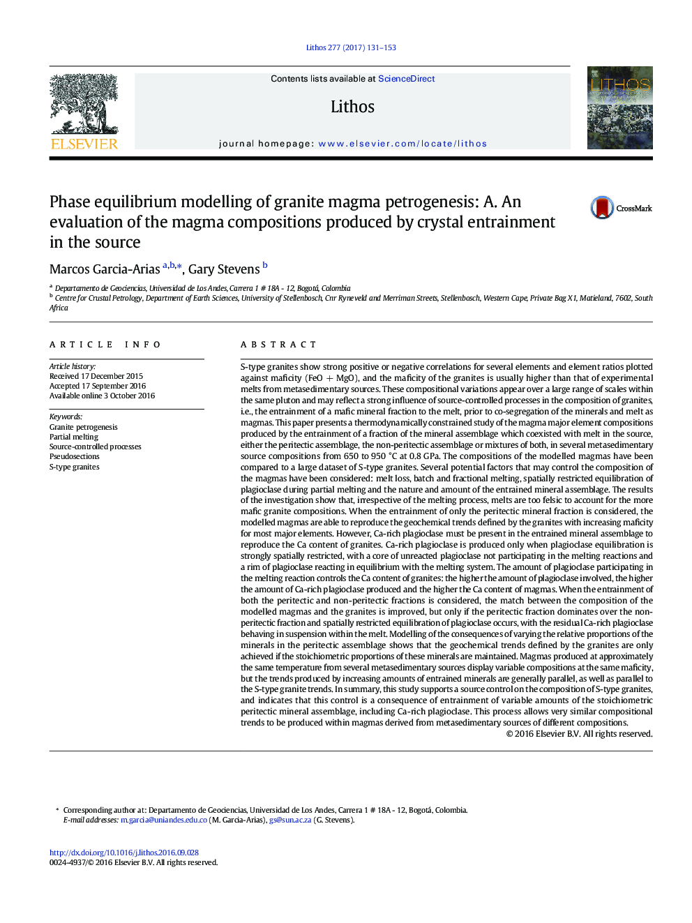 Phase equilibrium modelling of granite magma petrogenesis: A. An evaluation of the magma compositions produced by crystal entrainment in the source