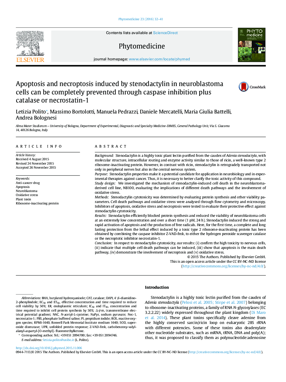 آپوپتوز و نروپتوزیس ناشی از استنوداتکتین در سلول های نوروبلاستوما می توانند به طور کامل از طریق مهار شدن کاسپاز به همراه کاتالاز یا نیکستراتین-1 