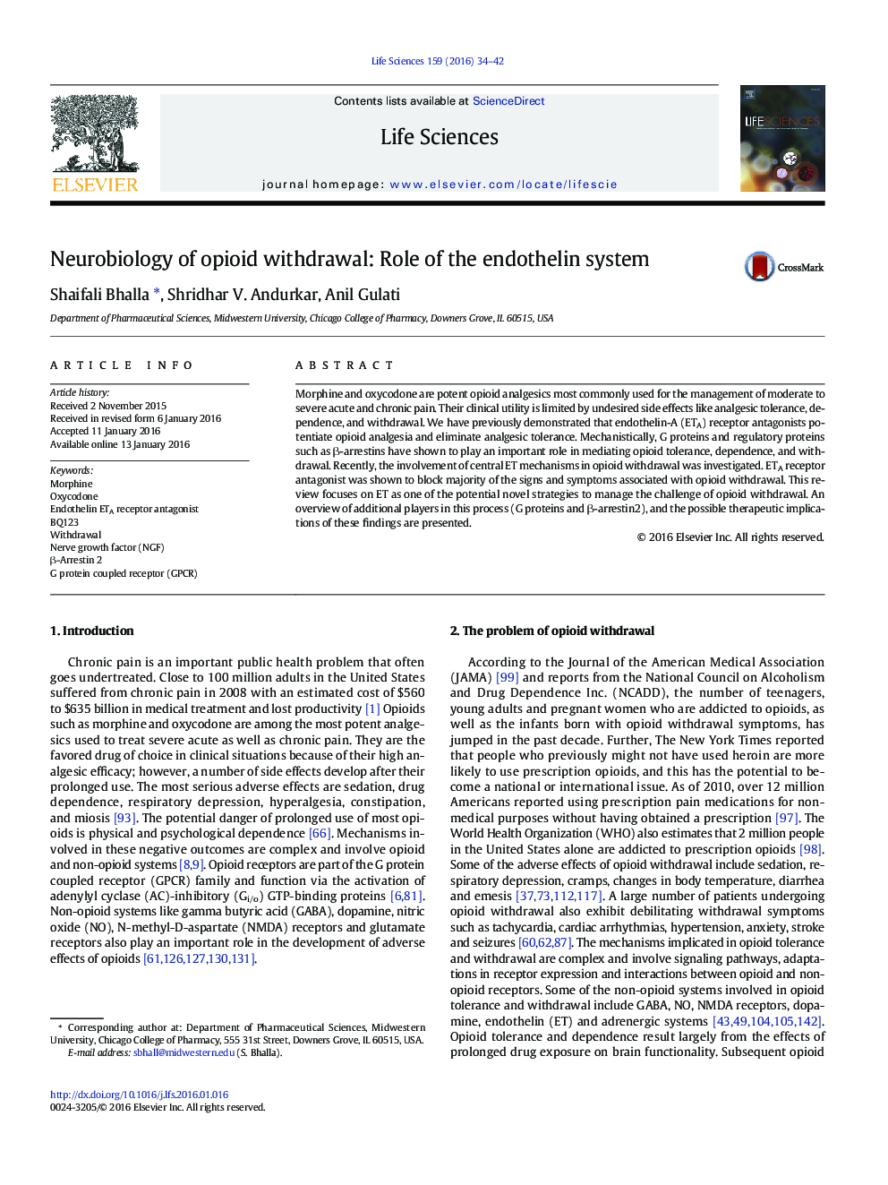 Neurobiology of opioid withdrawal: Role of the endothelin system